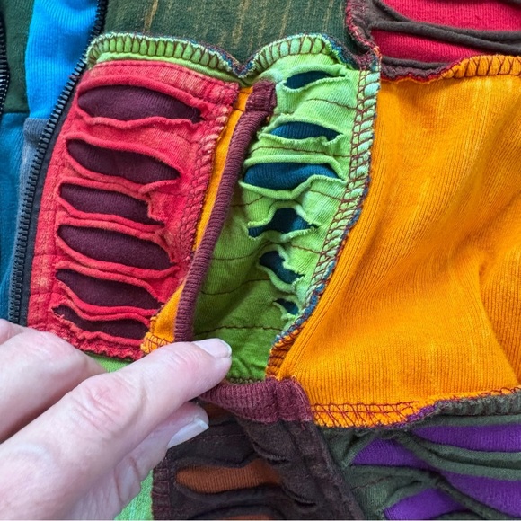 The Collection Royal Womens S Colorful Patchwork Nepal Zip Hoodie Y2K **No Zip - Picture 15 of 15